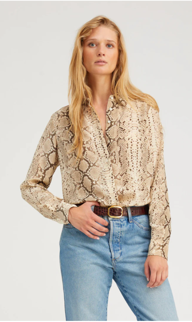 SNAKESKIN SILK BUTTON DOWN
