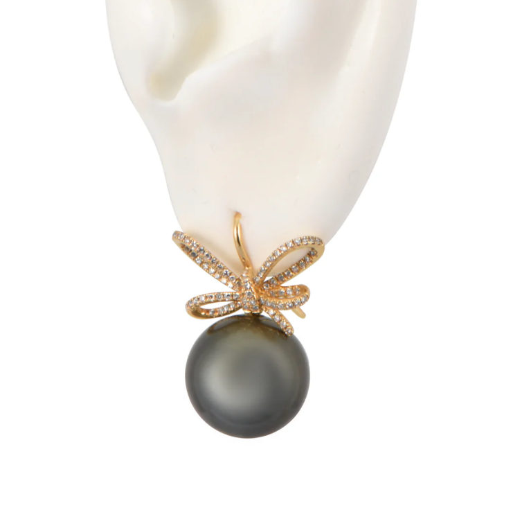 pearl bow earrings
