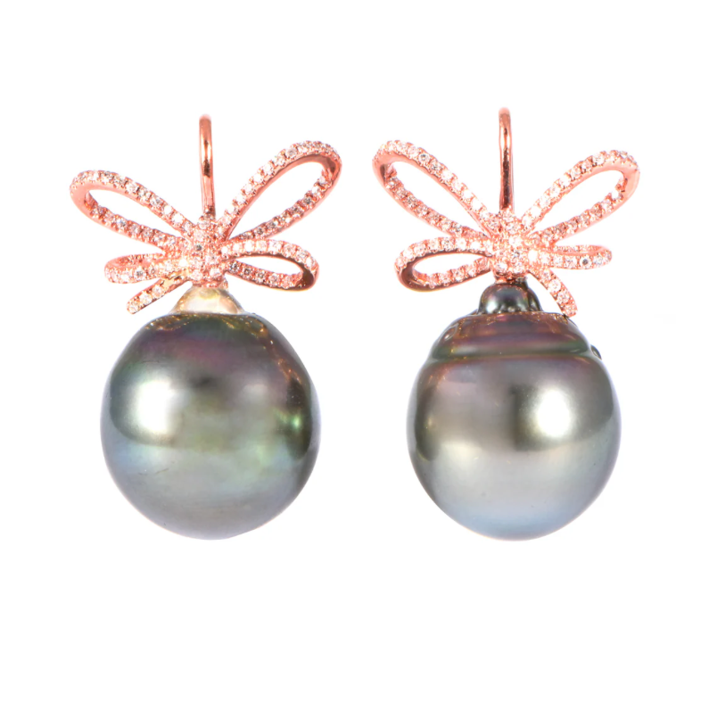 pearl bow earrings