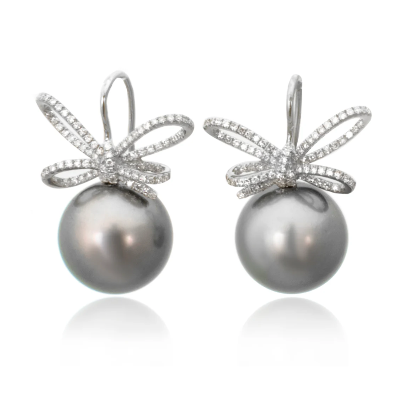pearl bow earrings