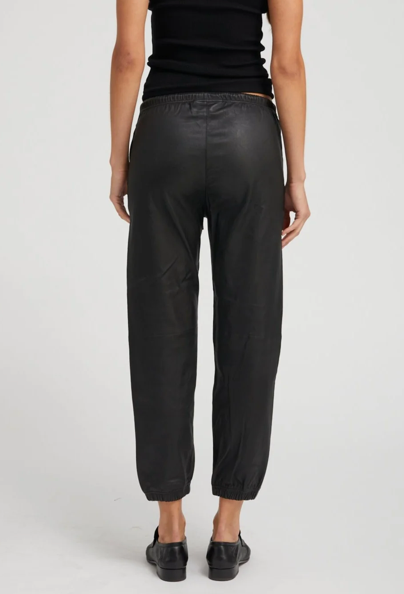 Black Leather Sweatpants