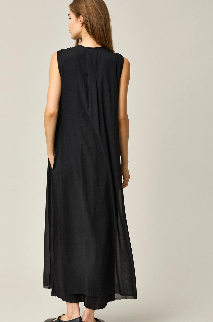 SILK GEORGETTE SLEEVELESS DRESS