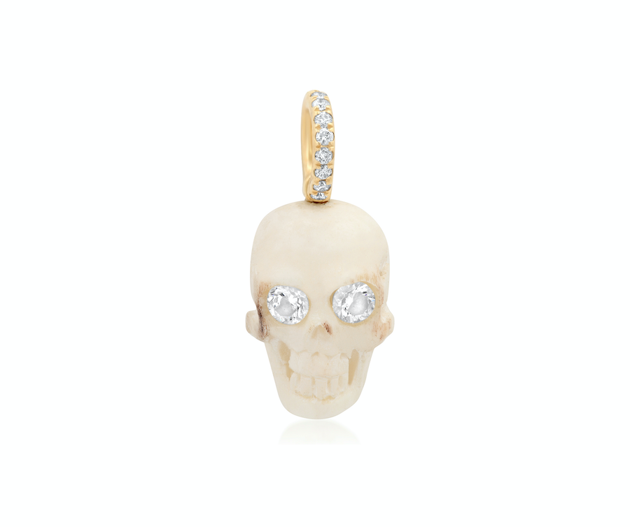 Skull and Sapphire Coin Charm Necklace