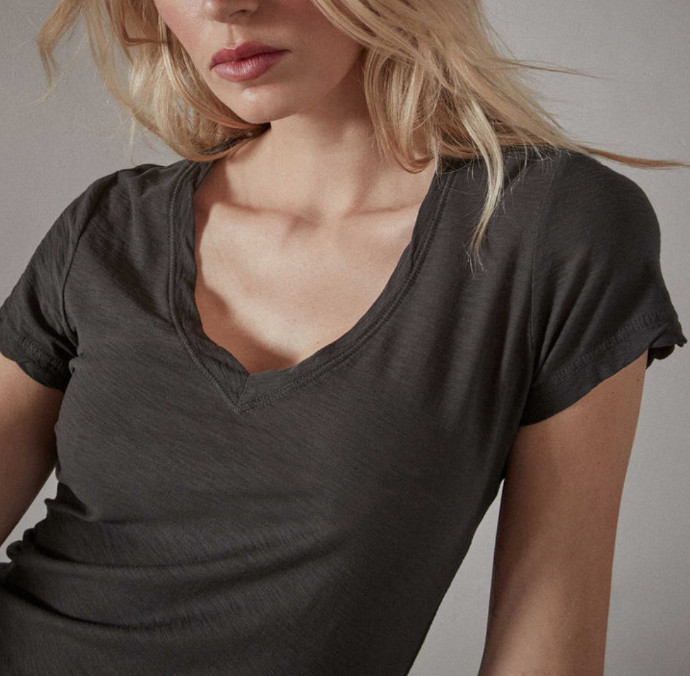 SHEER SLUB CASUAL V NECK