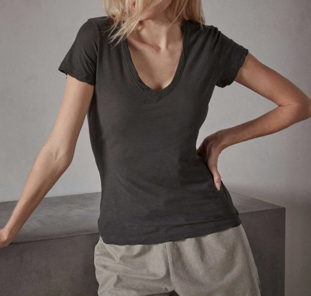 SHEER SLUB CASUAL V NECK