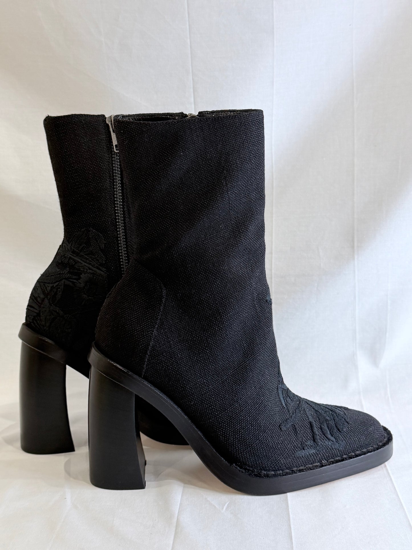 Ann Demeulemeester Embroidered Black Boots