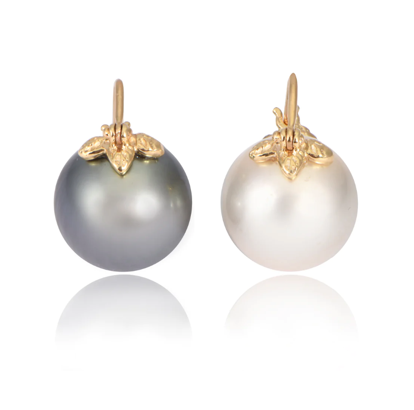 mismatched floating pearl earrings