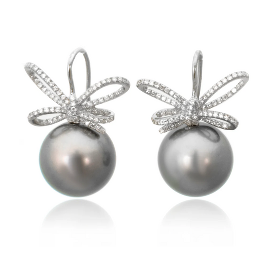 pearl bow earrings