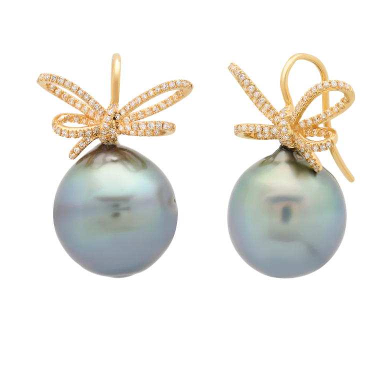 pearl bow earrings