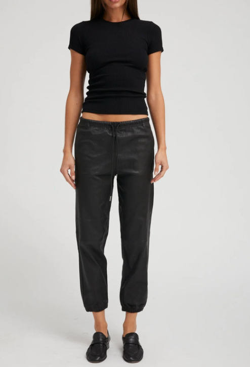 Black Leather Sweatpants