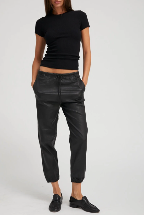 Black Leather Sweatpants