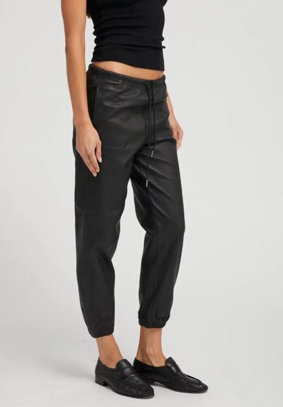 Black Leather Sweatpants