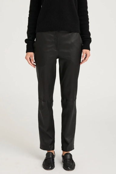 BLACK LEATHER SOPHIA CIGARETTE TROUSERS