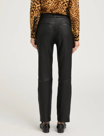 BLACK LEATHER SOPHIA CIGARETTE TROUSERS