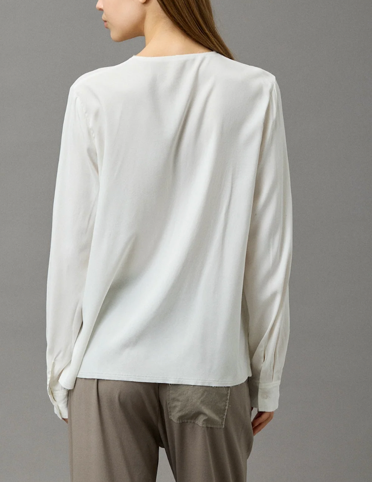 SILK SATIN FRILL SHIRT