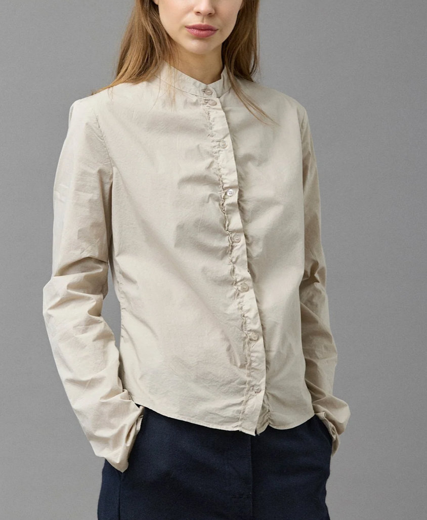 COTTON STRETCH GATHERED FRONT SHIRT