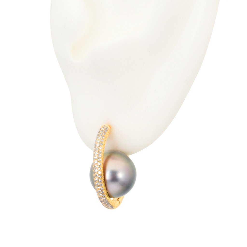 Tahitian pearl hoops