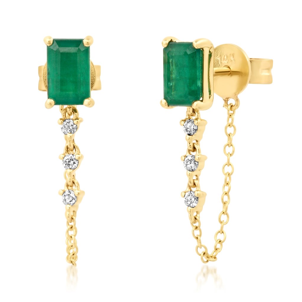 Emerald Chain stud earrings