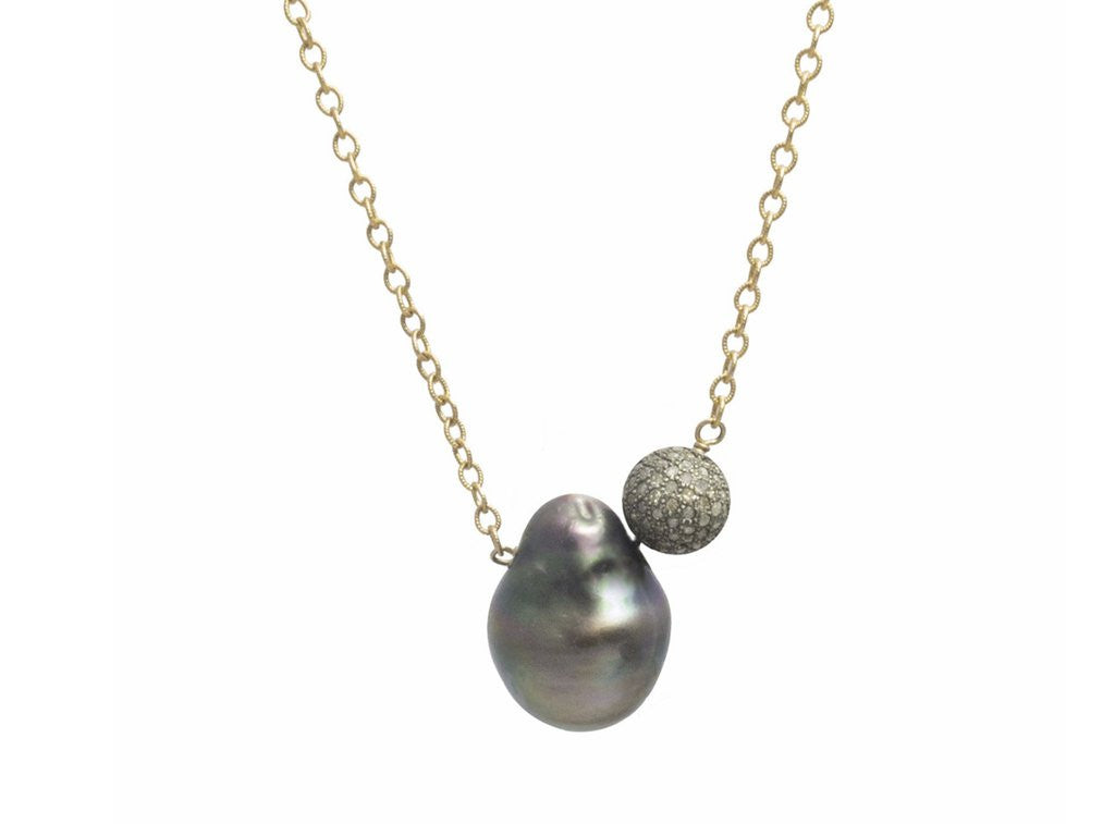 pearl and pavé diamond necklace