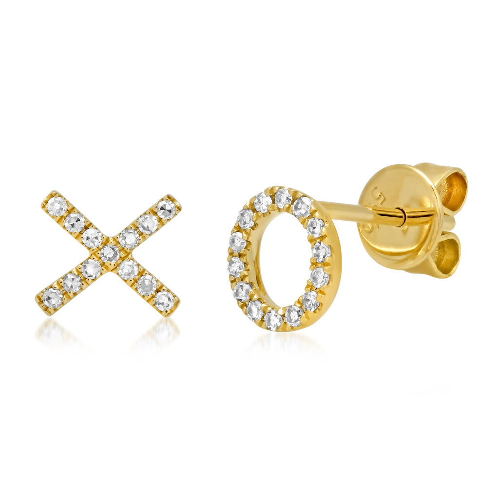Pave diamond XO stud earrings