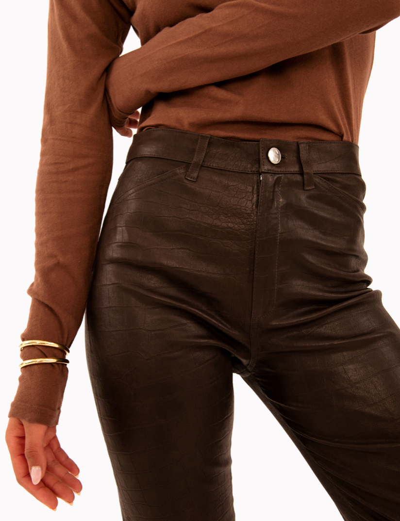 5 PKT Leather Pant