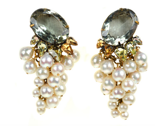 Pale Green and Pearl Drop Earrings